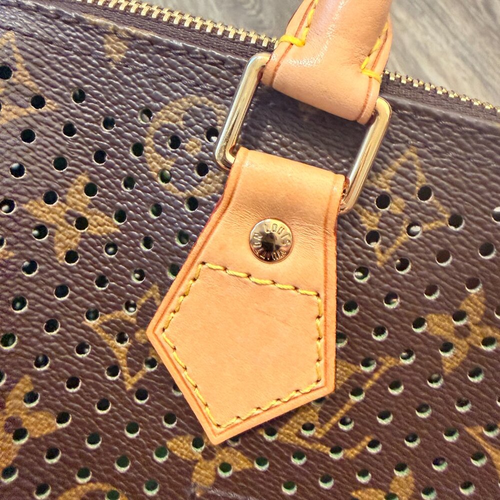 Louis Vuitton Brown Monogram Perforated Tote with Green Trim - Picture 11 of 12